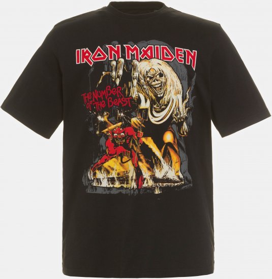 JP1880 Iron Maiden - Number of the Beast Graphic Comfort Fit Band T-Shirt Black - Μακό μπλουζάκια - Aνδρικά μπλουζεσ μεγάλα μεγέθη