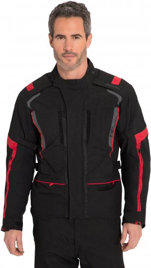 JP1880 Sporty Touring Motorcycle Jacket Black & Red - Ρούχα μοτοσικλέτας σε μεγέθη plus size - Ρούχα μηχανής σε μεγάλα μεγέθη για άνδρες