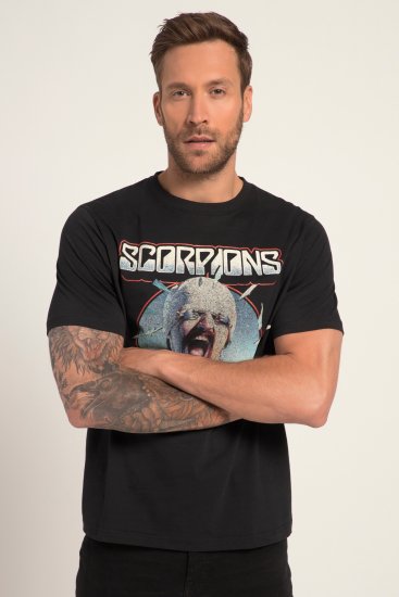 JP1880 Scorpions Blackout Graphic Comfort Fit Band T-Shirt Black - Μακό μπλουζάκια - Aνδρικά μπλουζεσ μεγάλα μεγέθη