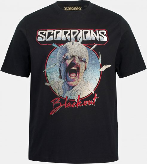JP1880 Scorpions Blackout Graphic Comfort Fit Band T-Shirt Black - Μακό μπλουζάκια - Aνδρικά μπλουζεσ μεγάλα μεγέθη