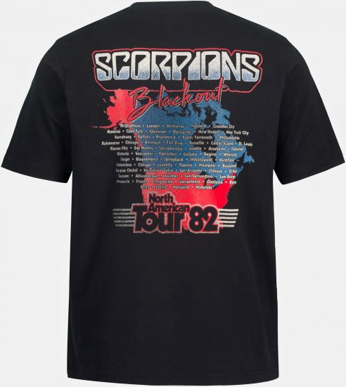 JP1880 Scorpions Blackout Graphic Comfort Fit Band T-Shirt Black - Μακό μπλουζάκια - Aνδρικά μπλουζεσ μεγάλα μεγέθη