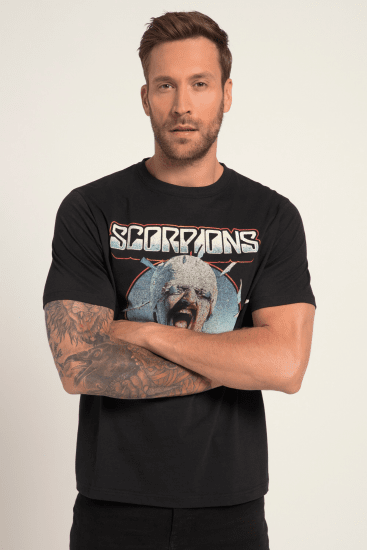JP1880 Scorpions Blackout Graphic Comfort Fit Band T-Shirt Black - Μακό μπλουζάκια - Aνδρικά μπλουζεσ μεγάλα μεγέθη