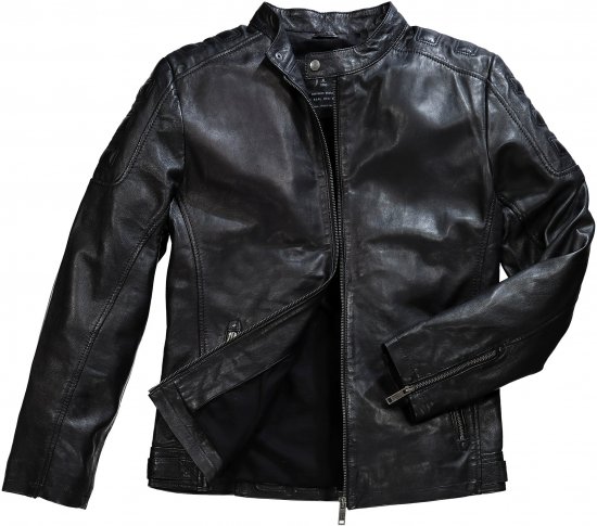 JP1880 Classic Biker Style Leather Jacket Black - Μπουφάν - Aνδρικά μπουφαν μεγάλα μεγέθη