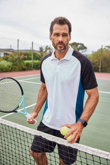 JP1880 FLEXNAMIC® QuickDry Tennis Polo Black-White-Blue - Αθλητικά ρούχα & Outdoor - Aθλητικα ρούχα μεγάλα μεγέθη ανδρικά
