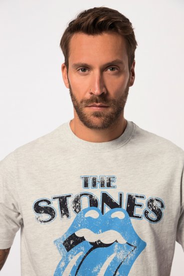 JP1880 Rolling Stones Graphic Comfort Fit Band T-Shirt Light Grey - Μακό μπλουζάκια - Aνδρικά μπλουζεσ μεγάλα μεγέθη