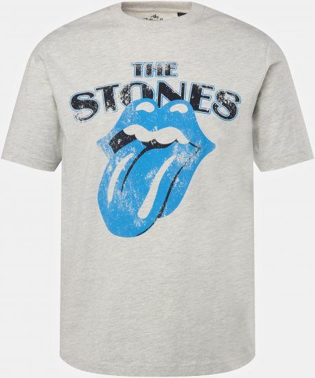 JP1880 Rolling Stones Graphic Comfort Fit Band T-Shirt Light Grey - Μακό μπλουζάκια - Aνδρικά μπλουζεσ μεγάλα μεγέθη