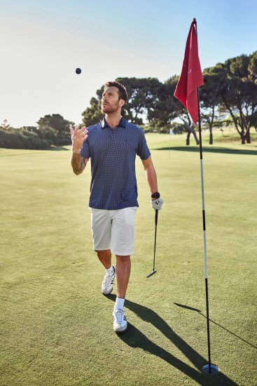 JP1880 Jay-Pi QuickDry Small Print Golf Polo Shirt Navy Blue - Πόλο μπλουζάκια - Aνδρικά μπλουζακια πολο μεγάλα μεγέθη