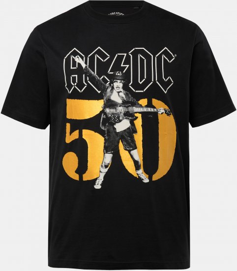 JP1880 AC/DC Graphic Band T-Shirt Black - Μακό μπλουζάκια - Aνδρικά μπλουζεσ μεγάλα μεγέθη