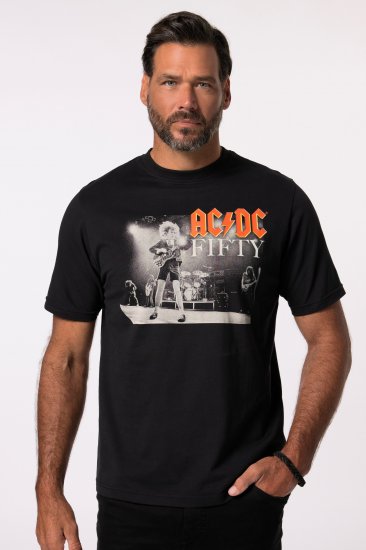 JP1880 AC/DC 50th Anniversary Band Photo T-Shirt Black - Μακό μπλουζάκια - Aνδρικά μπλουζεσ μεγάλα μεγέθη