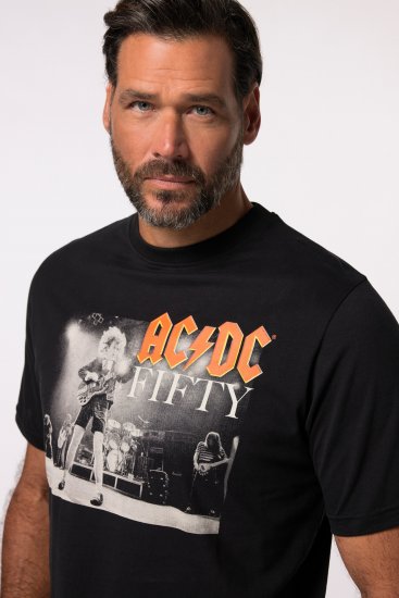 JP1880 AC/DC 50th Anniversary Band Photo T-Shirt Black - Μακό μπλουζάκια - Aνδρικά μπλουζεσ μεγάλα μεγέθη