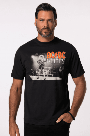 JP1880 AC/DC 50th Anniversary Band Photo T-Shirt Black - Μακό μπλουζάκια - Aνδρικά μπλουζεσ μεγάλα μεγέθη