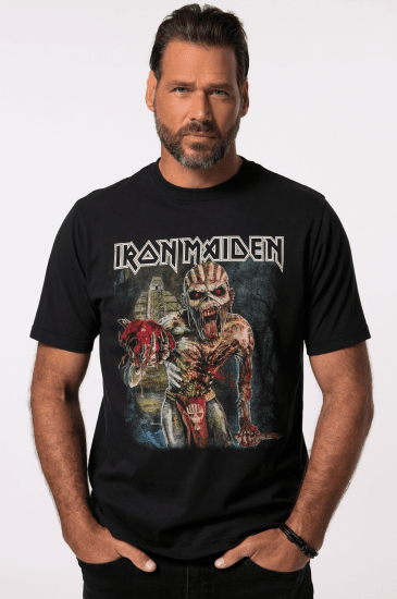 JP1880 Iron Maiden Eddie Attack Band T-Shirt Black - Μακό μπλουζάκια - Aνδρικά μπλουζεσ μεγάλα μεγέθη