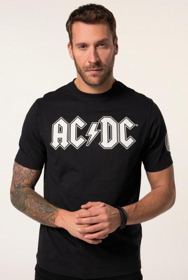 JP1880 AC/DC Classic Logo Band T-Shirt Black - Μακό μπλουζάκια - Aνδρικά μπλουζεσ μεγάλα μεγέθη
