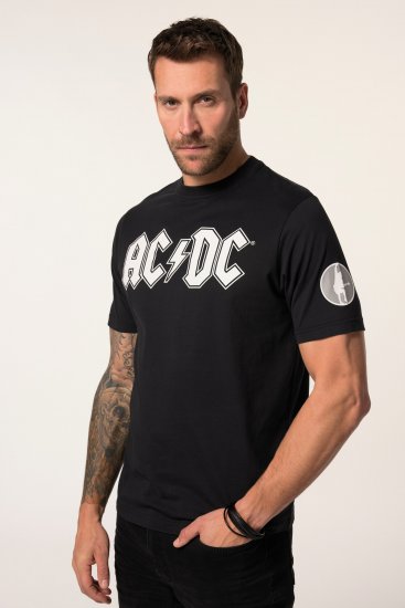JP1880 AC/DC Classic Logo Band T-Shirt Black - Μακό μπλουζάκια - Aνδρικά μπλουζεσ μεγάλα μεγέθη