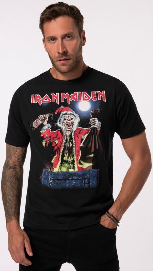 JP1880 Iron Maiden X-Mas Eddie Band T-Shirt Black - Μακό μπλουζάκια - Aνδρικά μπλουζεσ μεγάλα μεγέθη