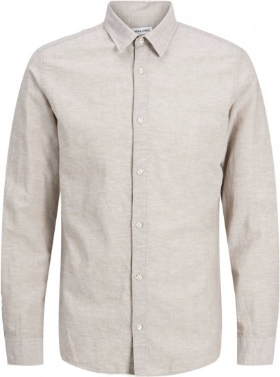 Jack & Jones Breeze Linen Blend Long Sleeve Shirt Crockery - Πουκάμισα - Aνδρικά πουκαμισα μεγαλα μεγάλα μεγέθη