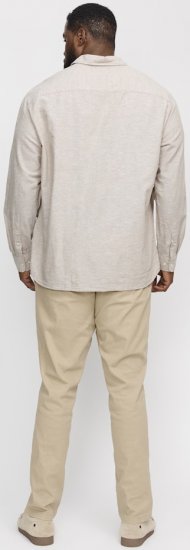 Jack & Jones Breeze Linen Blend Long Sleeve Shirt Crockery - Πουκάμισα - Aνδρικά πουκαμισα μεγαλα μεγάλα μεγέθη