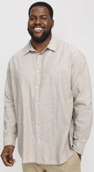 Jack & Jones Breeze Linen Blend Long Sleeve Shirt Crockery - Πουκάμισα - Aνδρικά πουκαμισα μεγαλα μεγάλα μεγέθη