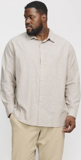 Jack & Jones Breeze Linen Blend Long Sleeve Shirt Crockery - Πουκάμισα - Aνδρικά πουκαμισα μεγαλα μεγάλα μεγέθη