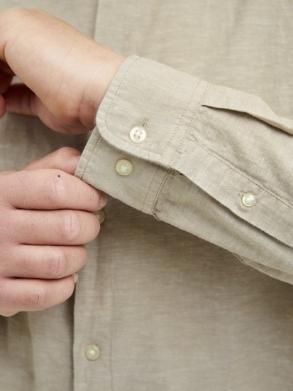 Jack & Jones Breeze Poplin Long Sleeve Shirt Beige - Πουκάμισα - Aνδρικά πουκαμισα μεγαλα μεγάλα μεγέθη
