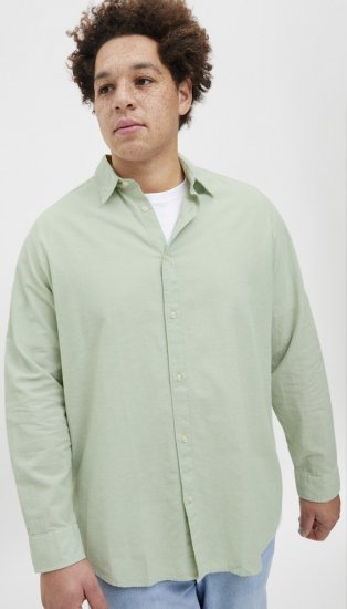 Jack & Jones Breeze Linen Blend Long Sleeve Shirt Iceberg Green - Πουκάμισα - Aνδρικά πουκαμισα μεγαλα μεγάλα μεγέθη