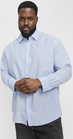 Jack & Jones Breeze Linen Blend Long Sleeve Shirt Chambray Blue - Πουκάμισα - Aνδρικά πουκαμισα μεγαλα μεγάλα μεγέθη