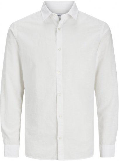 Jack & Jones Breeze Linen Blend Long Sleeve Shirt White - Πουκάμισα - Aνδρικά πουκαμισα μεγαλα μεγάλα μεγέθη
