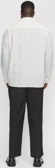 Jack & Jones Breeze Linen Blend Long Sleeve Shirt White - Πουκάμισα - Aνδρικά πουκαμισα μεγαλα μεγάλα μεγέθη