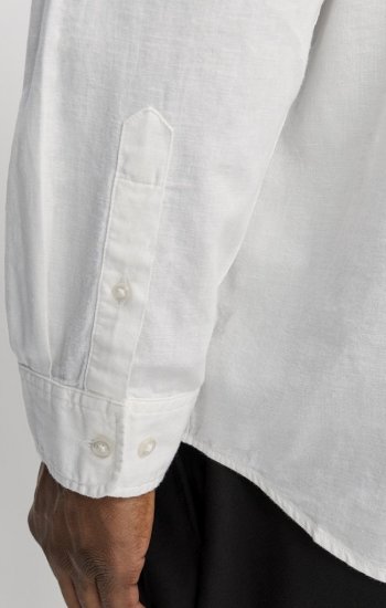 Jack & Jones Breeze Linen Blend Long Sleeve Shirt White - Πουκάμισα - Aνδρικά πουκαμισα μεγαλα μεγάλα μεγέθη