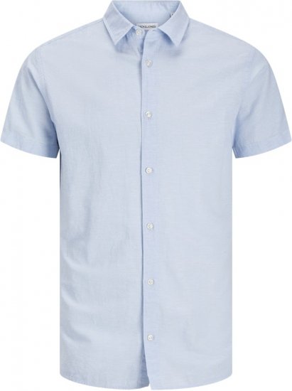 Jack & Jones Breeze Linen Blend Short Sleeve Shirt Chambray Blue - Πουκάμισα - Aνδρικά πουκαμισα μεγαλα μεγάλα μεγέθη