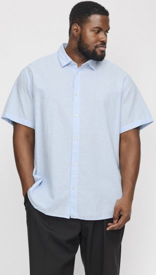Jack & Jones Breeze Linen Blend Short Sleeve Shirt Chambray Blue - Πουκάμισα - Aνδρικά πουκαμισα μεγαλα μεγάλα μεγέθη