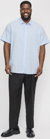 Jack & Jones Breeze Linen Blend Short Sleeve Shirt Chambray Blue - Πουκάμισα - Aνδρικά πουκαμισα μεγαλα μεγάλα μεγέθη