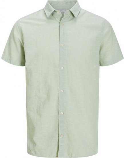 Jack & Jones Breeze Linen Blend Short Sleeve Shirt Iceberg Green - Πουκάμισα - Aνδρικά πουκαμισα μεγαλα μεγάλα μεγέθη