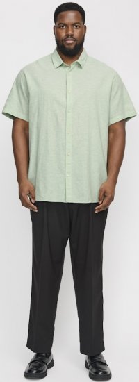 Jack & Jones Breeze Linen Blend Short Sleeve Shirt Iceberg Green - Πουκάμισα - Aνδρικά πουκαμισα μεγαλα μεγάλα μεγέθη