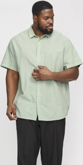 Jack & Jones Breeze Linen Blend Short Sleeve Shirt Iceberg Green - Πουκάμισα - Aνδρικά πουκαμισα μεγαλα μεγάλα μεγέθη