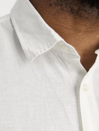 Jack & Jones Breeze Linen Blend Short Sleeve Shirt White - Πουκάμισα - Aνδρικά πουκαμισα μεγαλα μεγάλα μεγέθη