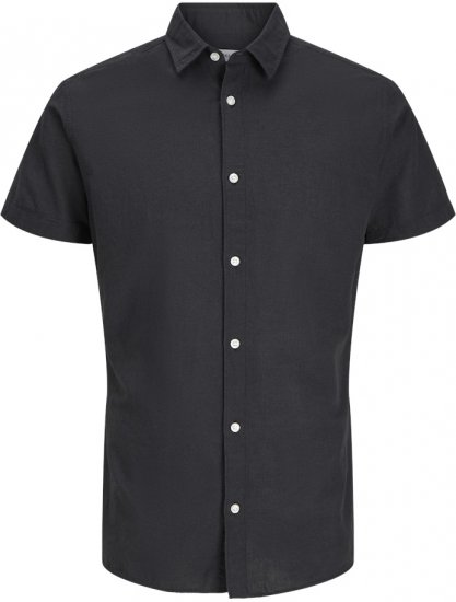 Jack & Jones Breeze Linen Blend Short Sleeve Shirt Black - Πουκάμισα - Aνδρικά πουκαμισα μεγαλα μεγάλα μεγέθη
