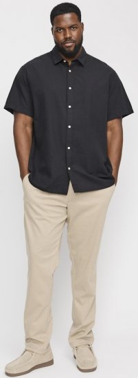 Jack & Jones Breeze Linen Blend Short Sleeve Shirt Black - Πουκάμισα - Aνδρικά πουκαμισα μεγαλα μεγάλα μεγέθη
