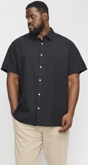 Jack & Jones Breeze Linen Blend Short Sleeve Shirt Black - Πουκάμισα - Aνδρικά πουκαμισα μεγαλα μεγάλα μεγέθη
