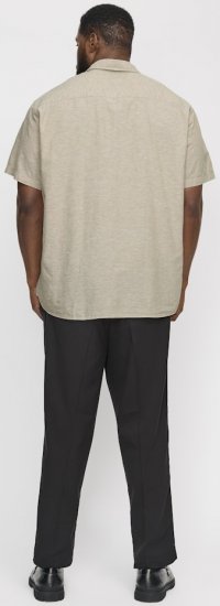 Jack & Jones Breeze Linen Blend Short Sleeve Shirt Beige - Πουκάμισα - Aνδρικά πουκαμισα μεγαλα μεγάλα μεγέθη