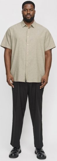 Jack & Jones Breeze Linen Blend Short Sleeve Shirt Beige - Πουκάμισα - Aνδρικά πουκαμισα μεγαλα μεγάλα μεγέθη