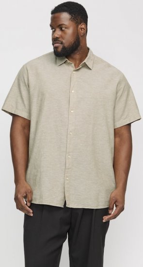 Jack & Jones Breeze Linen Blend Short Sleeve Shirt Beige - Πουκάμισα - Aνδρικά πουκαμισα μεγαλα μεγάλα μεγέθη