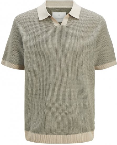 Jack & Jones Ceaston Knit Short Sleeve Sweater Vetiver - φούτερ/Φούτερ με κουκούλα - φούτερ/Φούτερ με κουκούλα ανδρικά μεγάλα μεγέθη 