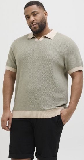 Jack & Jones Ceaston Knit Short Sleeve Sweater Vetiver - φούτερ/Φούτερ με κουκούλα - φούτερ/Φούτερ με κουκούλα ανδρικά μεγάλα μεγέθη 
