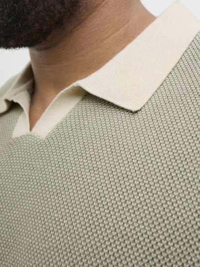 Jack & Jones Ceaston Knit Short Sleeve Sweater Vetiver - φούτερ/Φούτερ με κουκούλα - φούτερ/Φούτερ με κουκούλα ανδρικά μεγάλα μεγέθη 