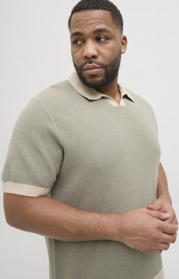 Jack & Jones Ceaston Knit Short Sleeve Sweater Vetiver - φούτερ/Φούτερ με κουκούλα - φούτερ/Φούτερ με κουκούλα ανδρικά μεγάλα μεγέθη 