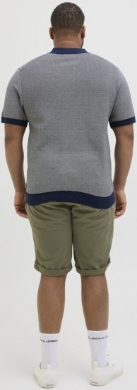 Jack & Jones Ceaston Knit Short Sleeve Sweater Grey/Blue - φούτερ/Φούτερ με κουκούλα - φούτερ/Φούτερ με κουκούλα ανδρικά μεγάλα μεγέθη 