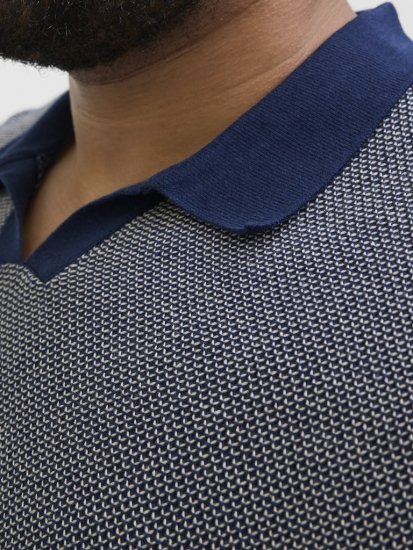 Jack & Jones Ceaston Knit Short Sleeve Sweater Grey/Blue - φούτερ/Φούτερ με κουκούλα - φούτερ/Φούτερ με κουκούλα ανδρικά μεγάλα μεγέθη 