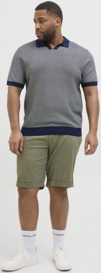 Jack & Jones Ceaston Knit Short Sleeve Sweater Grey/Blue - φούτερ/Φούτερ με κουκούλα - φούτερ/Φούτερ με κουκούλα ανδρικά μεγάλα μεγέθη 