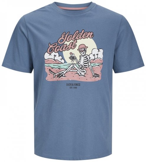 Jack & Jones Elijah Crew Neck T-Shirt Blue - Μακό μπλουζάκια - Aνδρικά μπλουζεσ μεγάλα μεγέθη